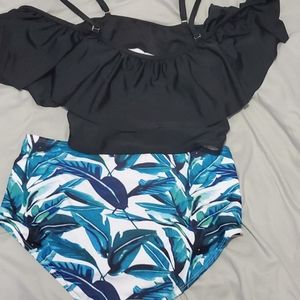High waisted female bathing suit